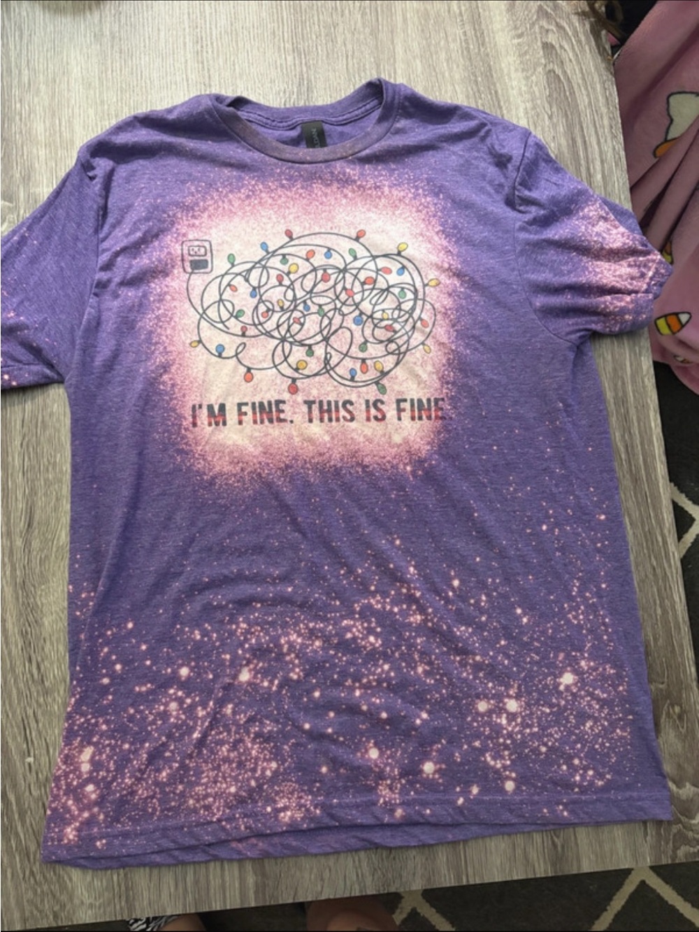 Gildan Purple Graphic Tee with Multicolor Light Illustration
